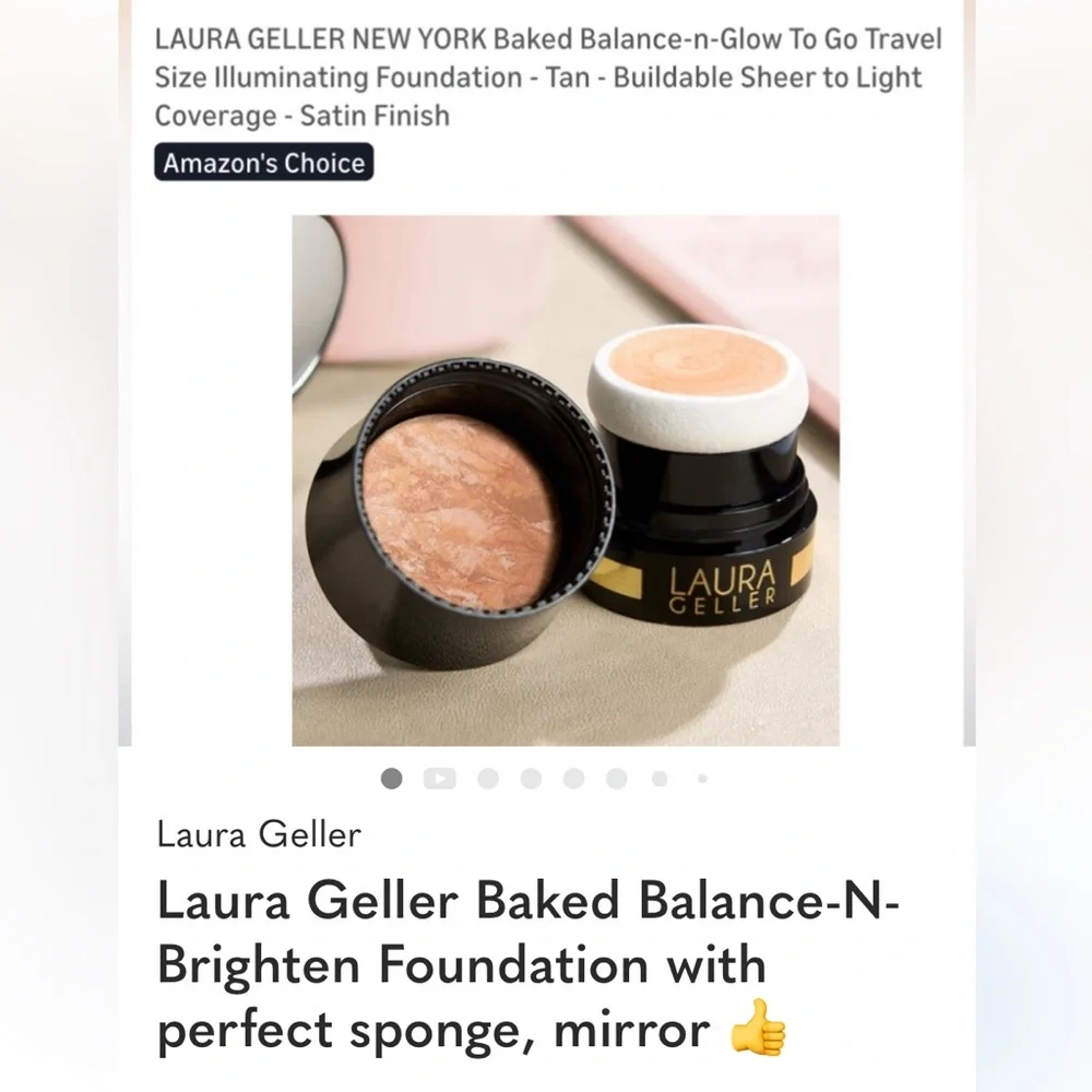 Laura Geller Baked Balance-N-Brighten Foundation has mirror/sponge, Deep Shade